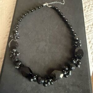 Black Beaded Statement Necklace